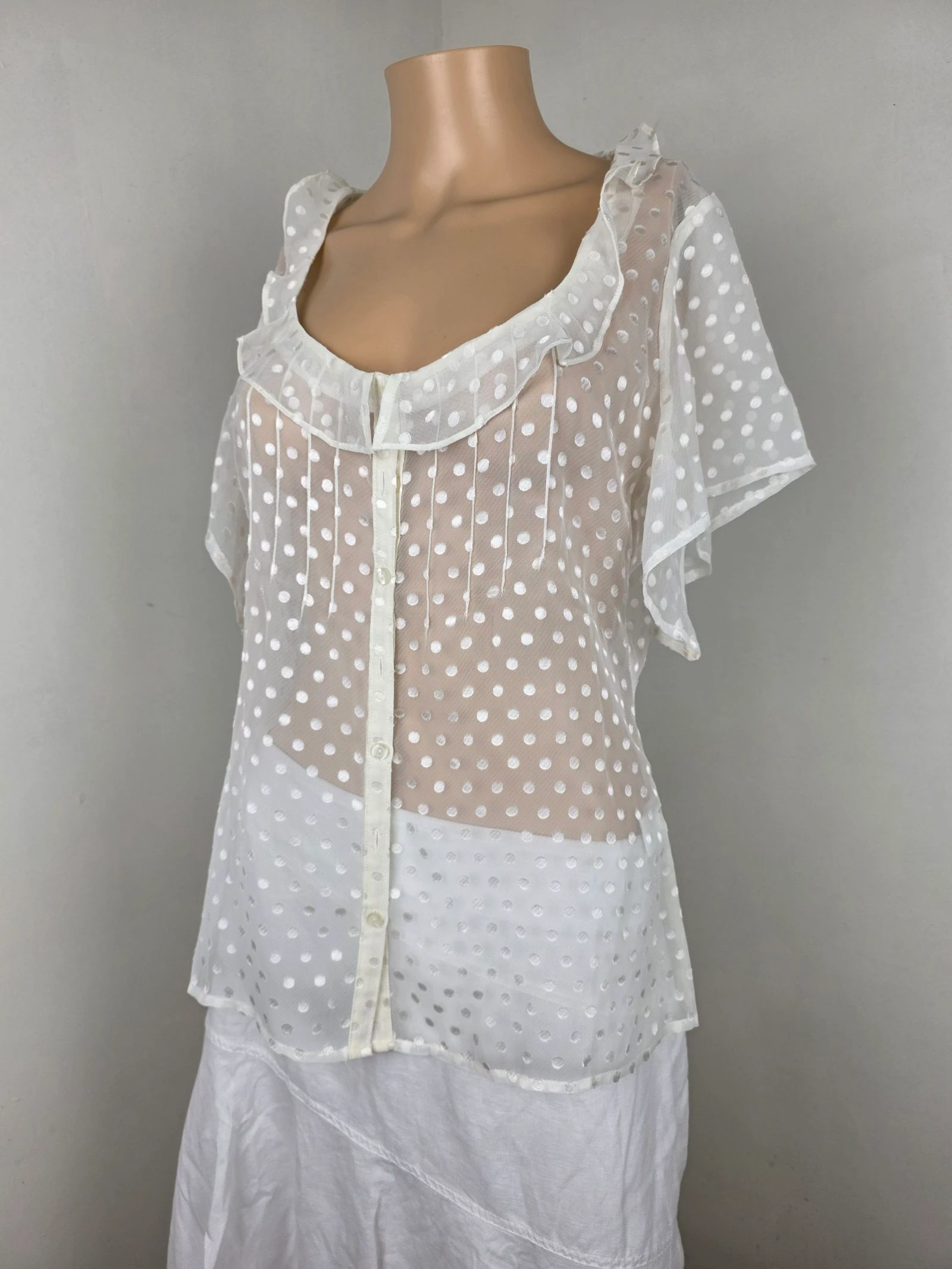 Chemisier à pois tout en transparence 🍒vintage y2k année 2000's🍒neuf taille 40